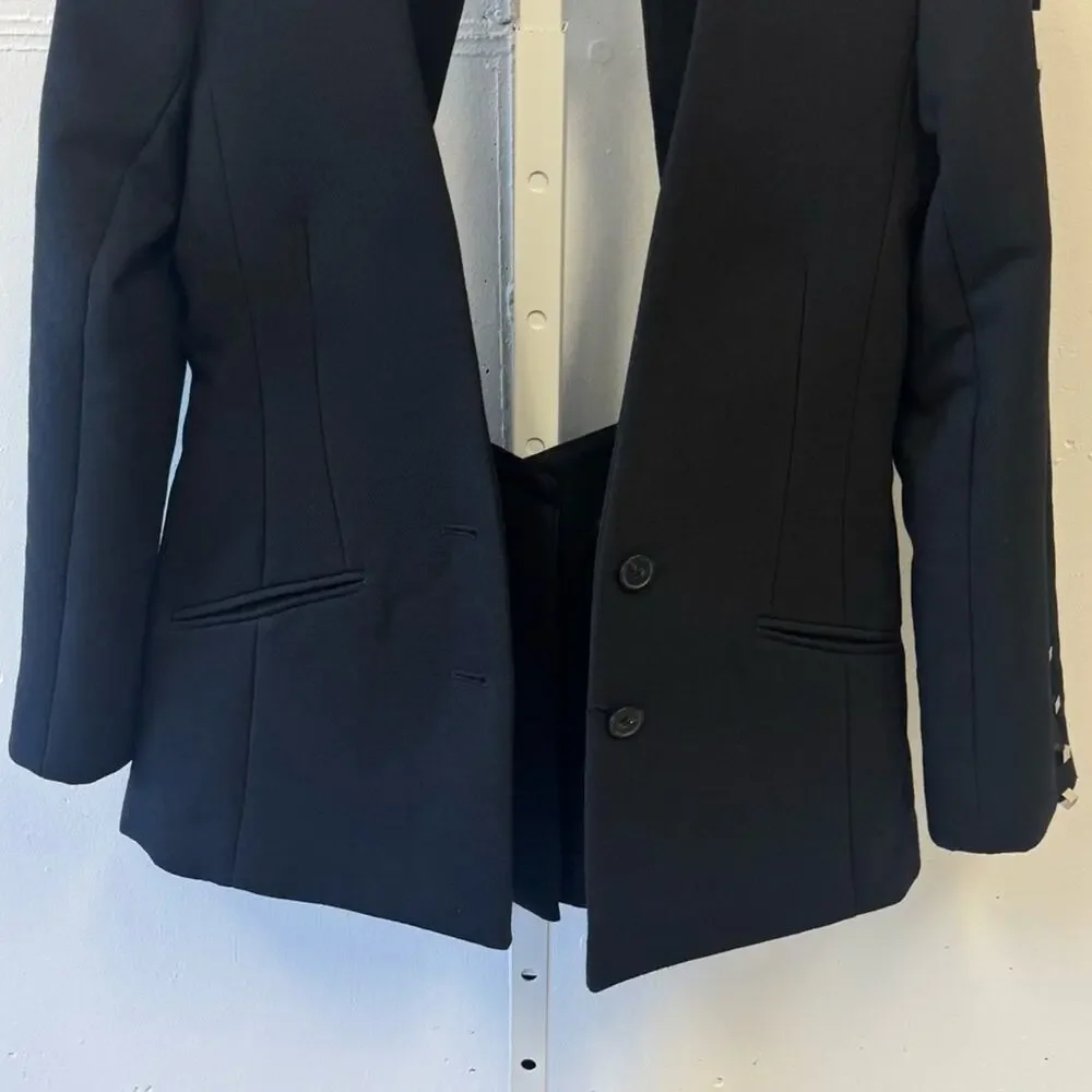 Alexander Wang Wool Blend Studded Gothic Blazer‎ Cutout Size 4 Black - Picture 4 of 13